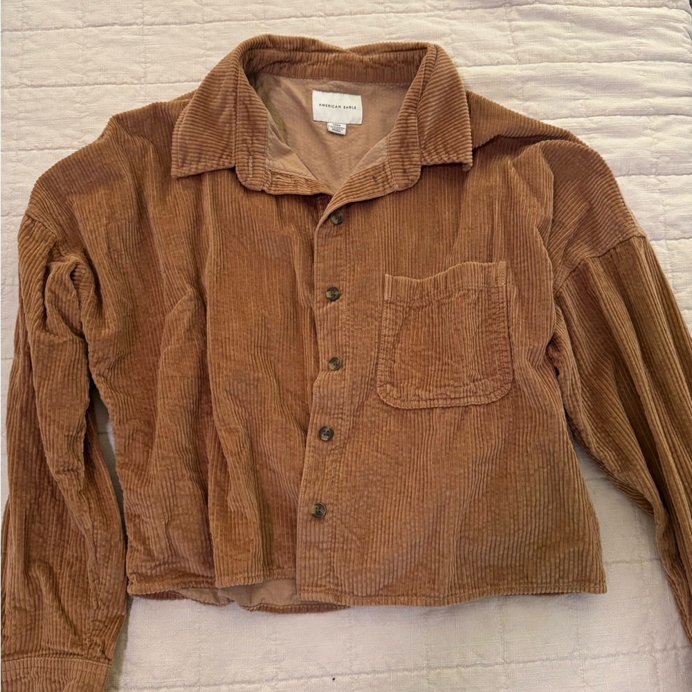 American Eagle Corduroy Button-Up Cropped Jacket